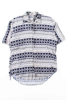 White & Navy Diamonds Button Up Shirt
