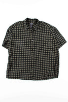 Black Cross Squares Button Up Shirt