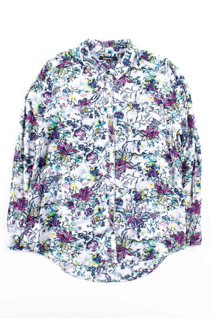 White Vines Floral Button Up Shirt