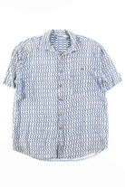 Blue Squares Rayon Button Up Shirt