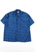 Blue Floral Swirl Button Up Shirt
