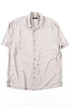 Beige Striped Rayon Button Up Shirt