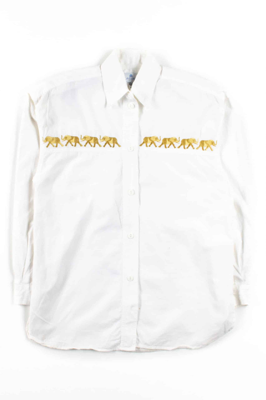 Gold Elephants Button Up Shirt
