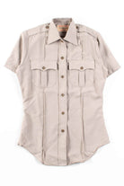 Tan Pleated Zip & Button Up Shirt