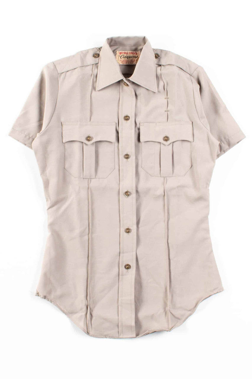 Tan Pleated Zip & Button Up Shirt