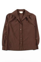 Brown Butterfly Collar Button Up Shirt 2