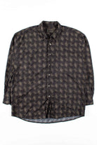 Black Waves Rayon Button Up Shirt