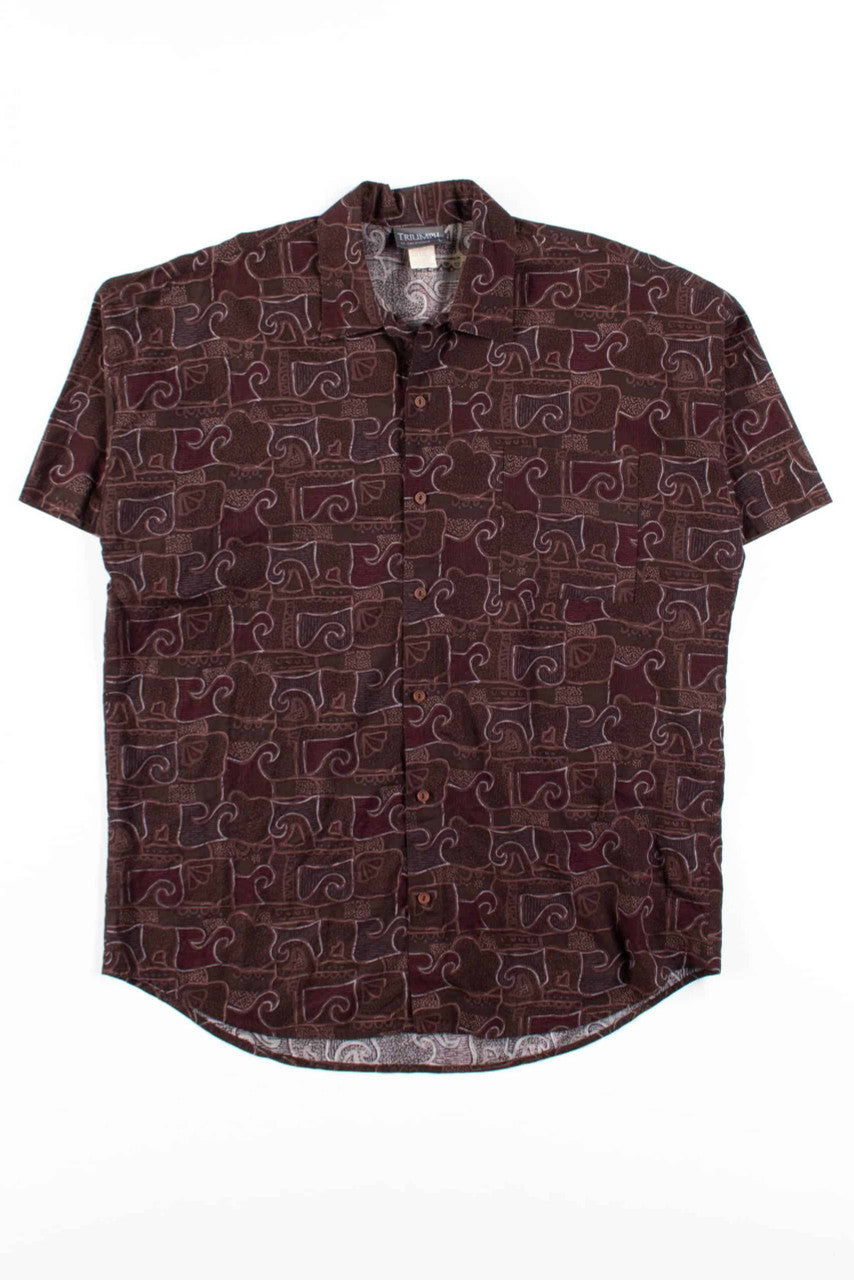 Brown Tile Swirl Button Up Shirt
