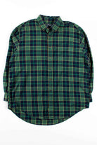 Green Plaid Lands' End Button Up Shirt