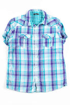 Blue & Purple Short Sleeve Button Up Shirt