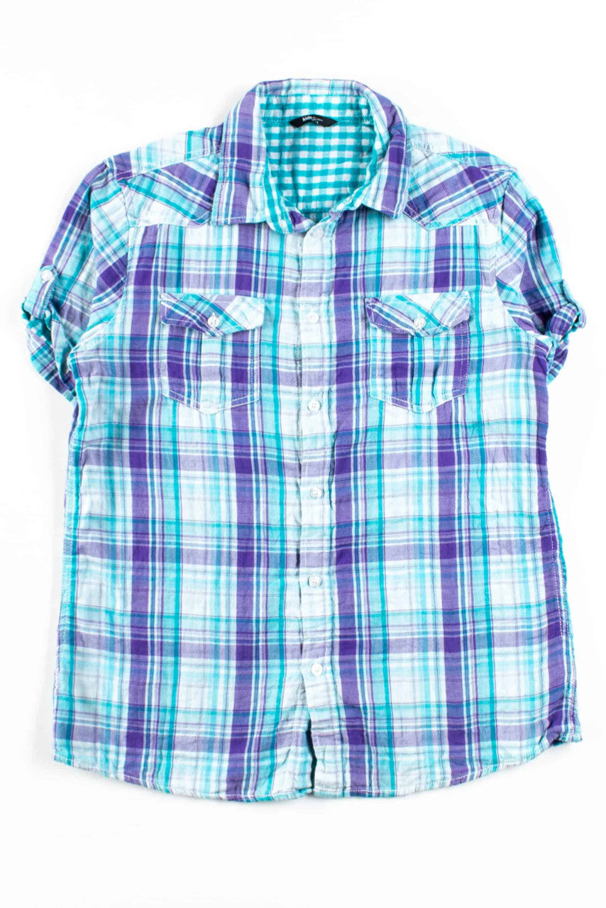 Blue & Purple Short Sleeve Button Up Shirt