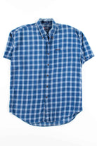 Blue Plaid Short Sleeve Button Up Shirt