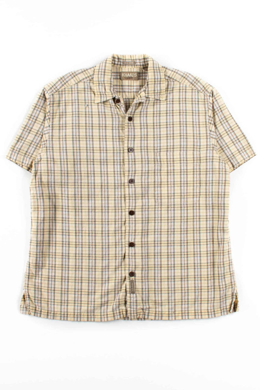 Light Yellow Plaid Button Up Shirt