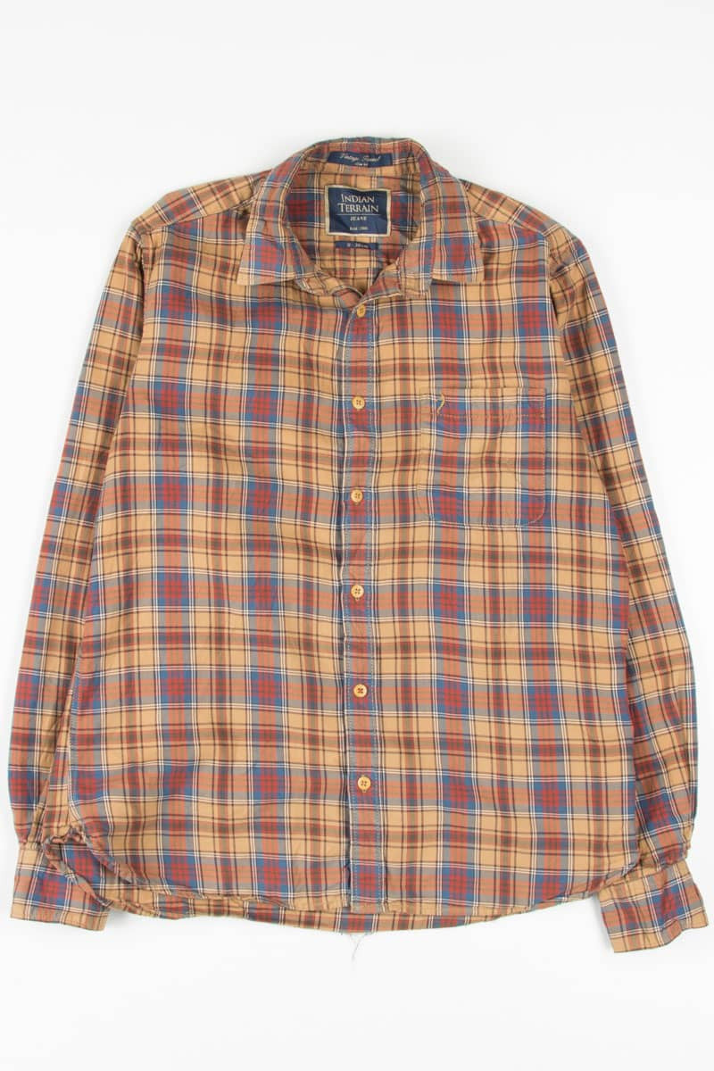 Tan Plaid Button Up Shirt 761