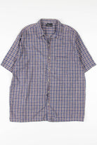 Blue Plaid Short Sleeve Button Up Shirt 767