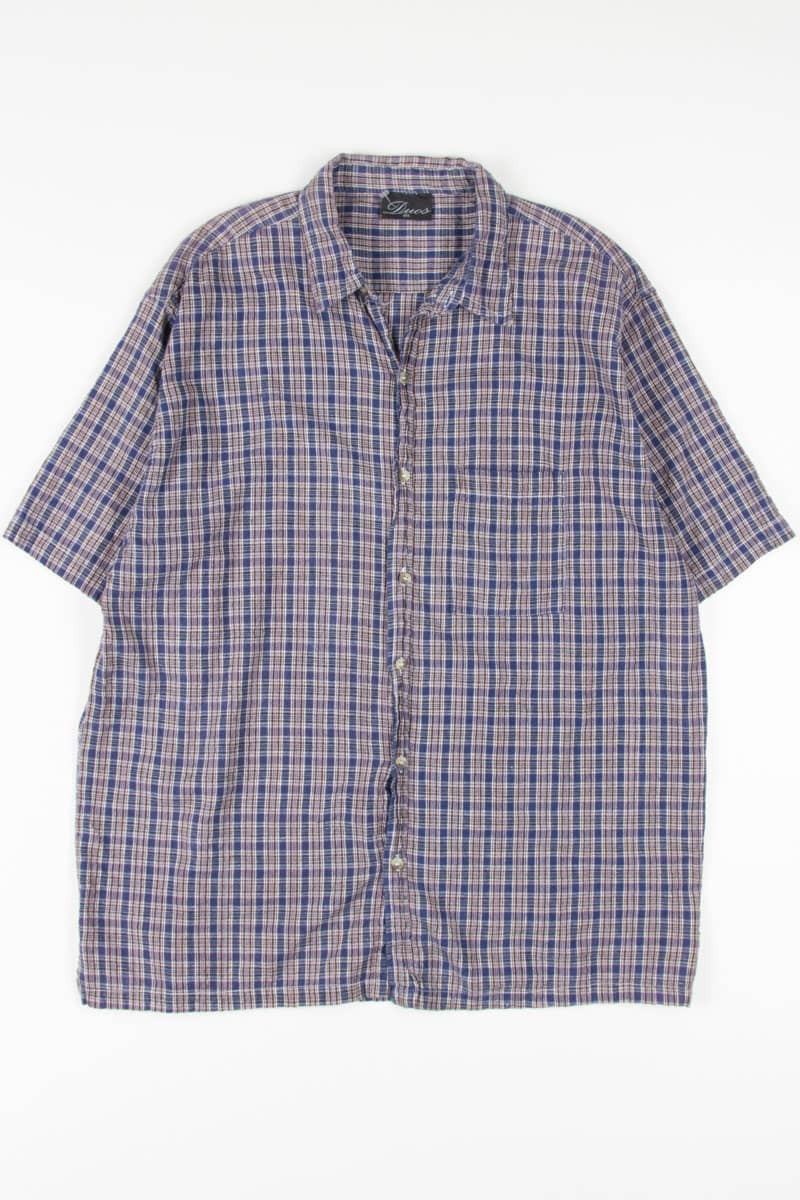 Blue Plaid Short Sleeve Button Up Shirt 767