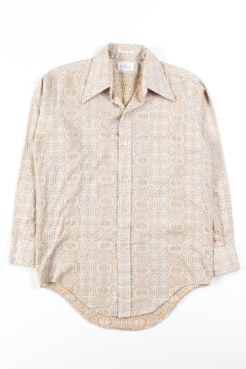 Brown Geometric Button Up Shirt