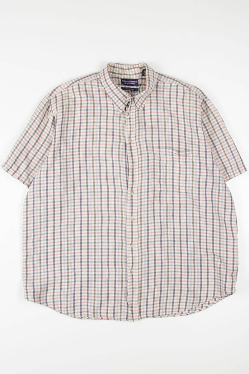 Plaid Short Sleeve Linen Button Up Shirt 773