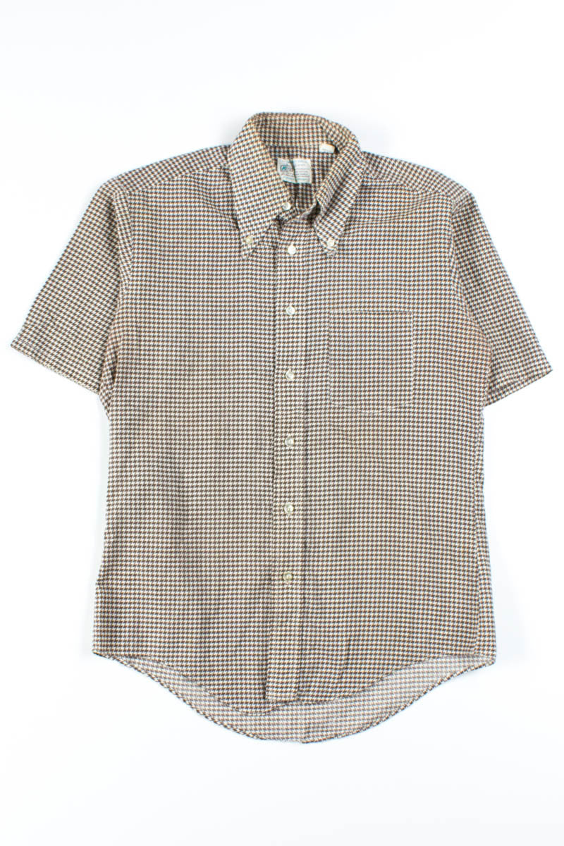 Brown Houndstooth Button Up Shirt