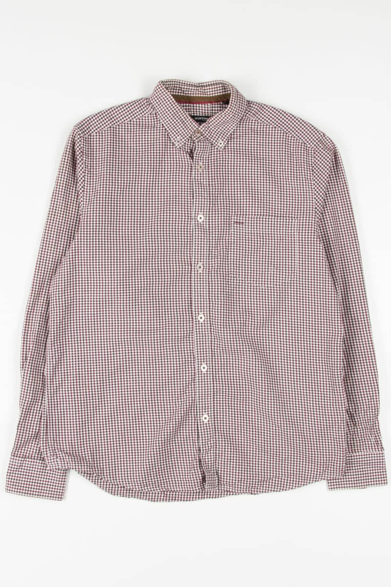 Burgundy & Black Gingham Button Up Shirt 781