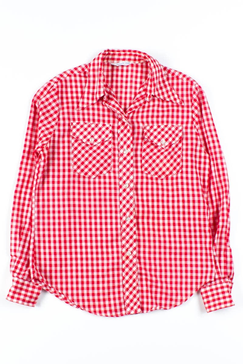 Red Gingham Button Up Shirt