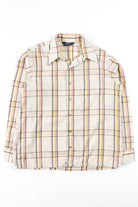 Beige Plaid Button Up Shirt 1