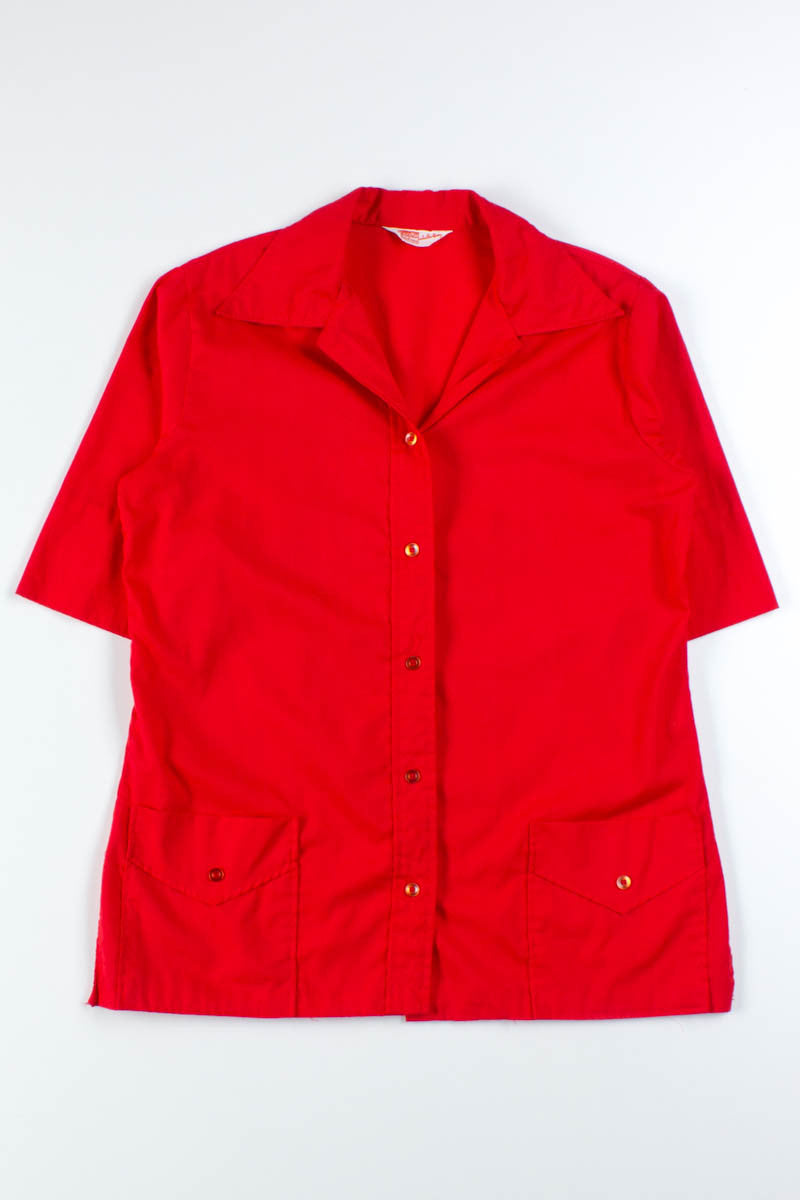 Red Hip Pocket Button Up Shirt
