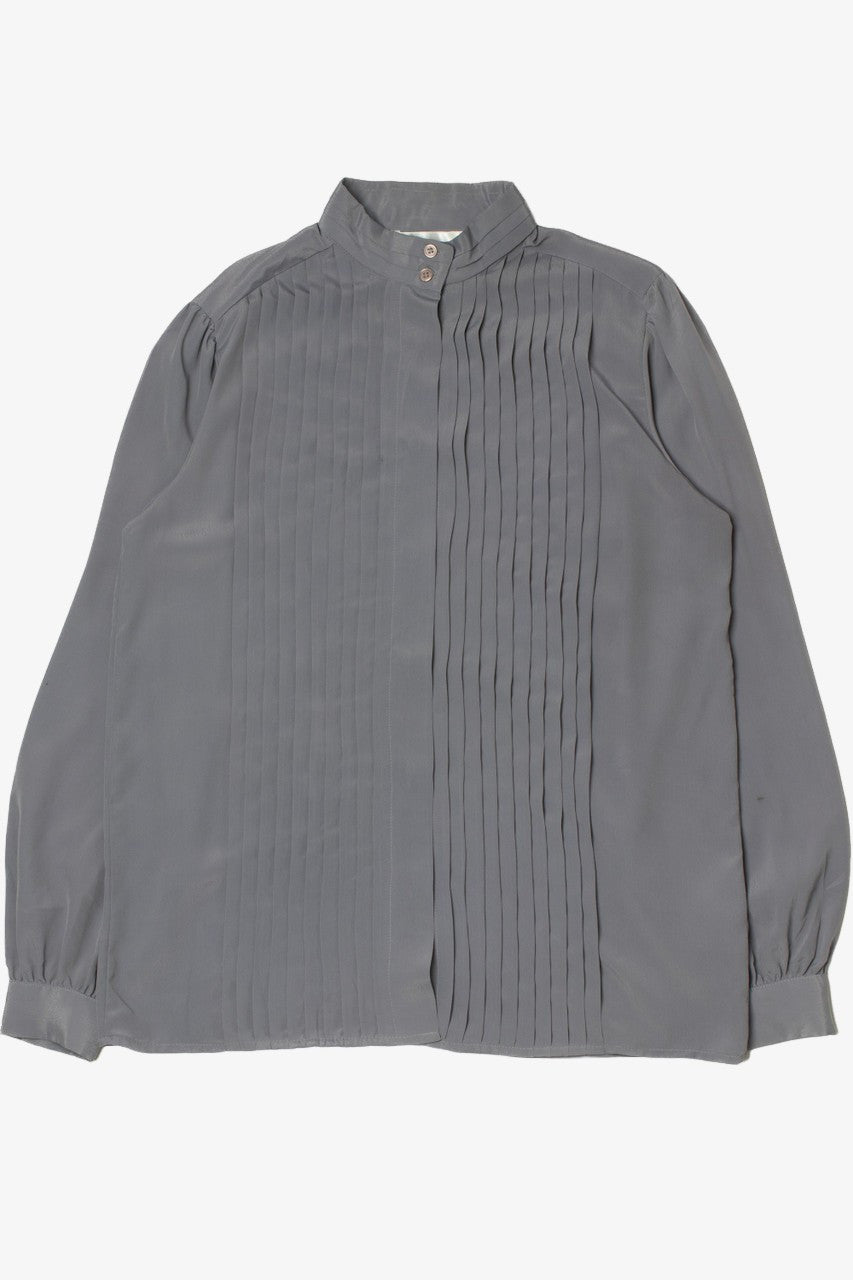 Vintage Gray Pleated Front Susan Hutton Button Up Shirt