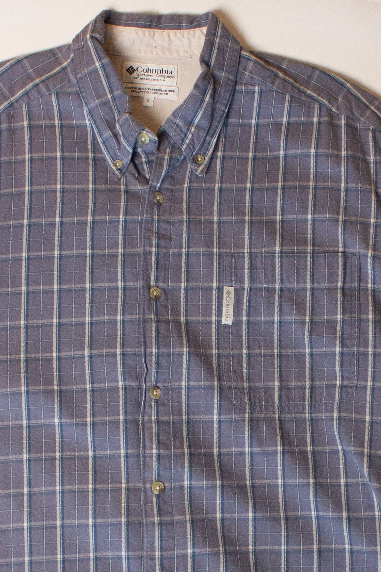 Vintage Blue Columbia Button Up Shirt (1990s)