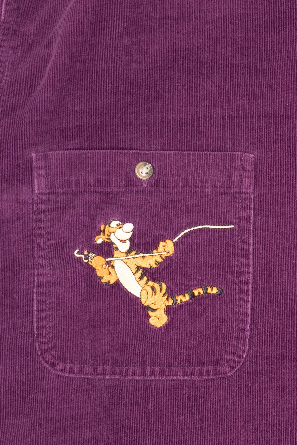 Vintage Embroidered Purple Winnie The Pooh And Tigger Corduroy Button Up Shirt (1990s)