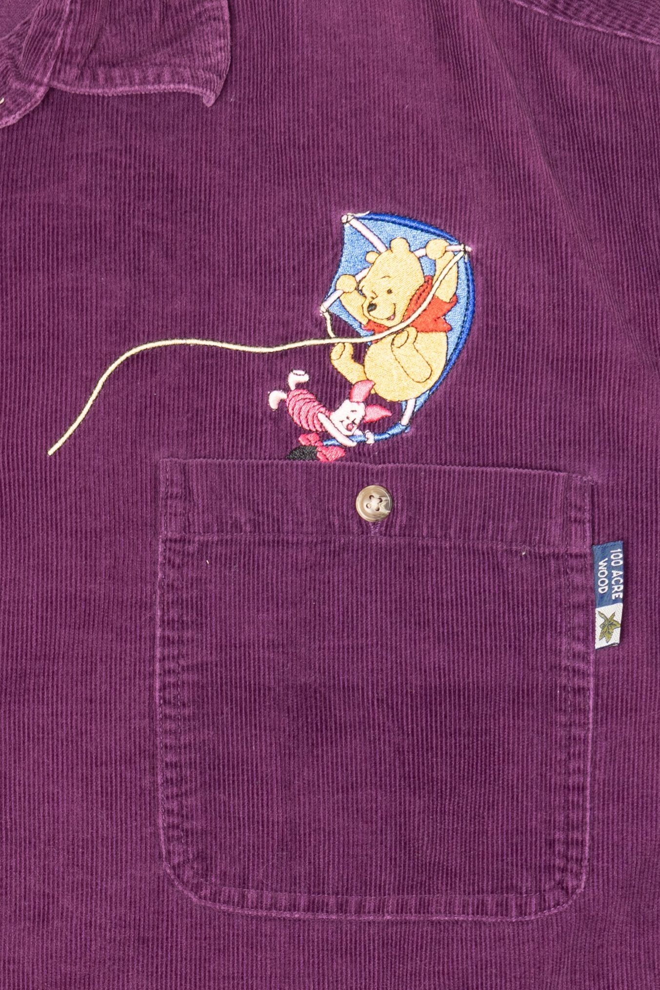 Vintage Embroidered Purple Winnie The Pooh And Tigger Corduroy Button Up Shirt (1990s)
