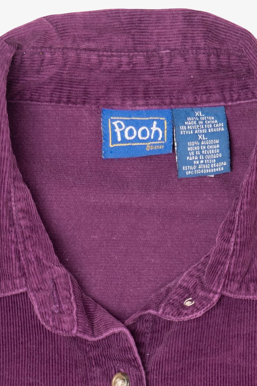 Vintage Embroidered Purple Winnie The Pooh And Tigger Corduroy Button Up Shirt (1990s)