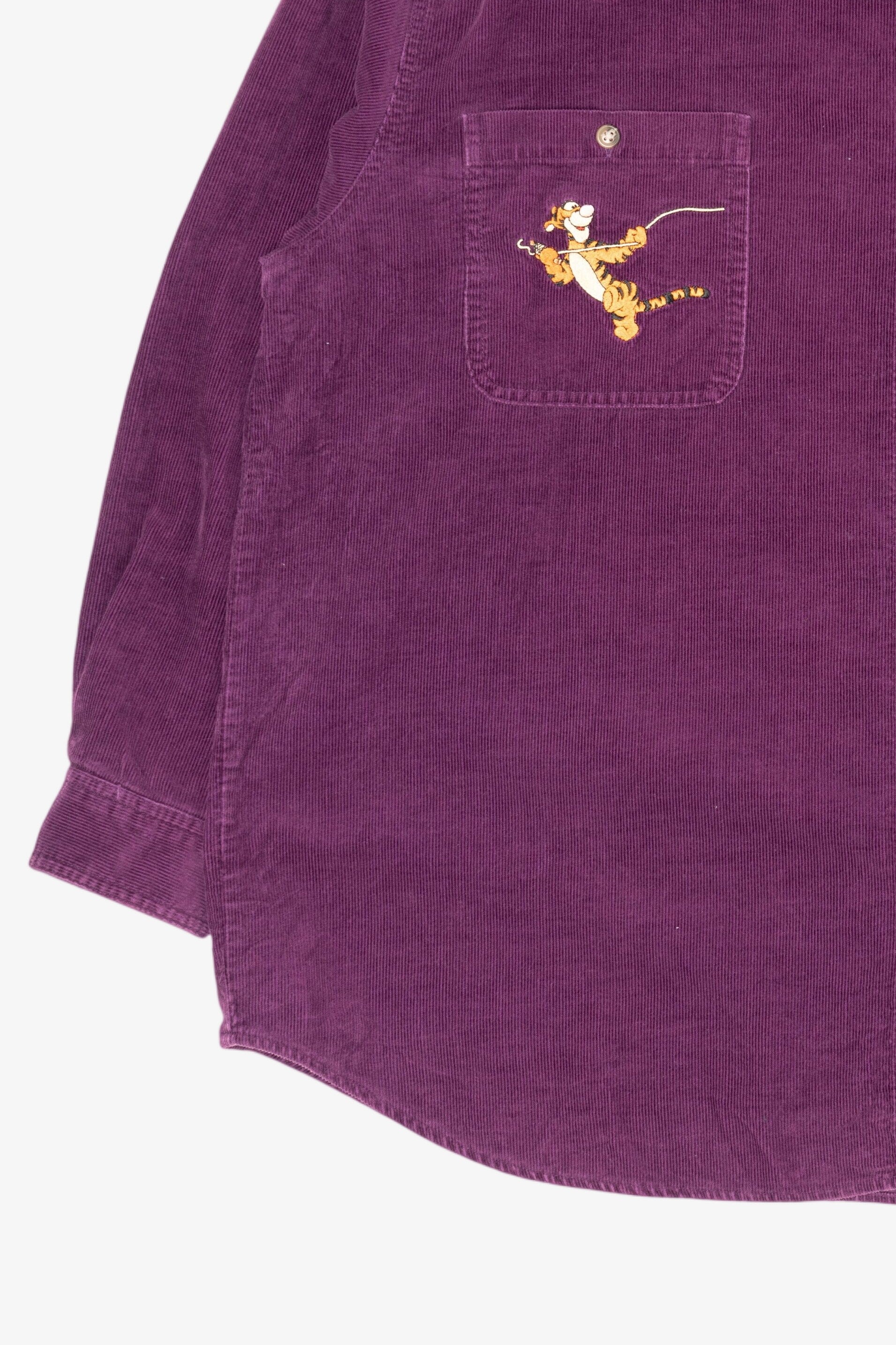 Vintage Embroidered Purple Winnie The Pooh And Tigger Corduroy Button Up Shirt (1990s)