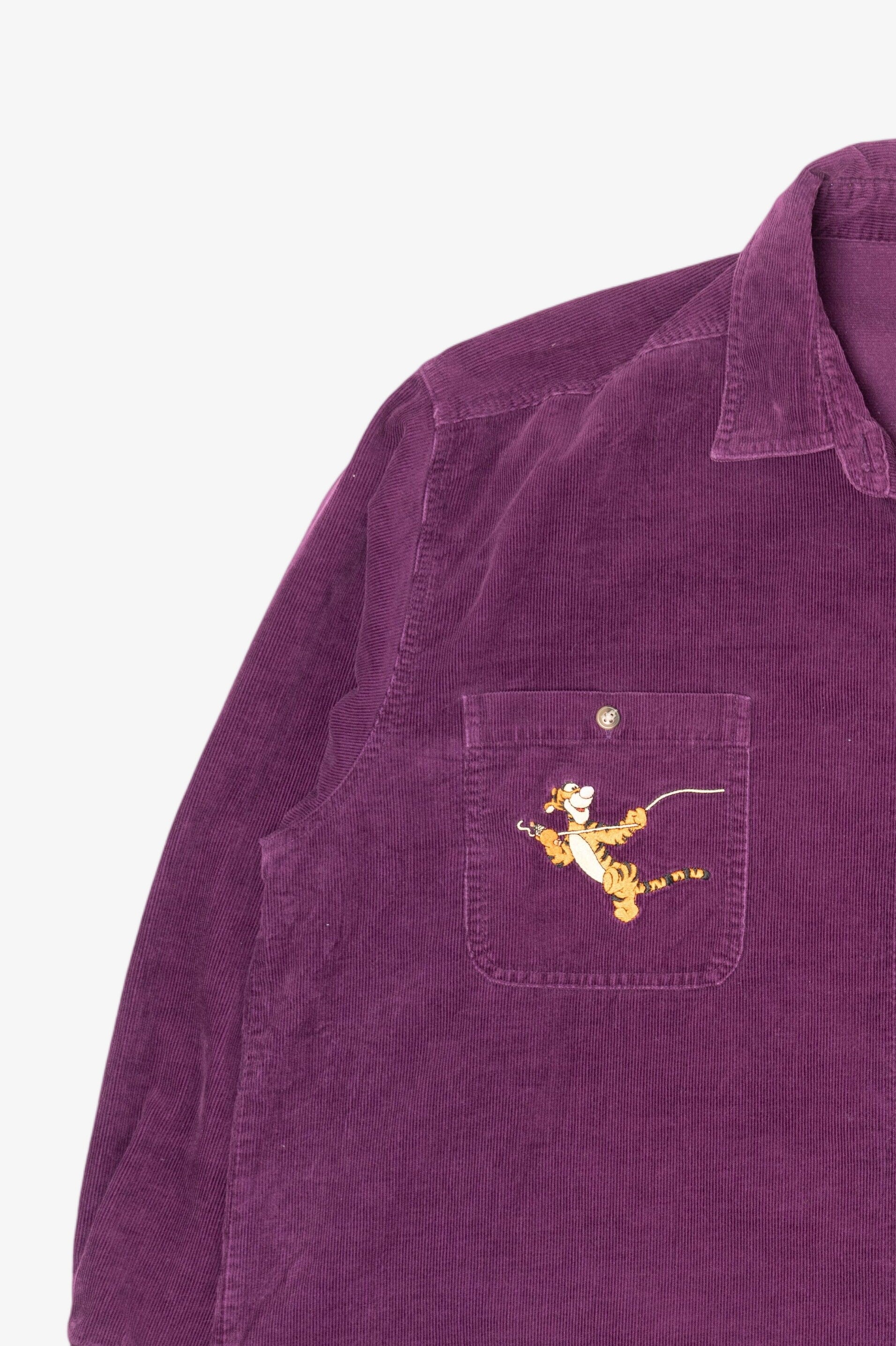 Vintage Embroidered Purple Winnie The Pooh And Tigger Corduroy Button Up Shirt (1990s)