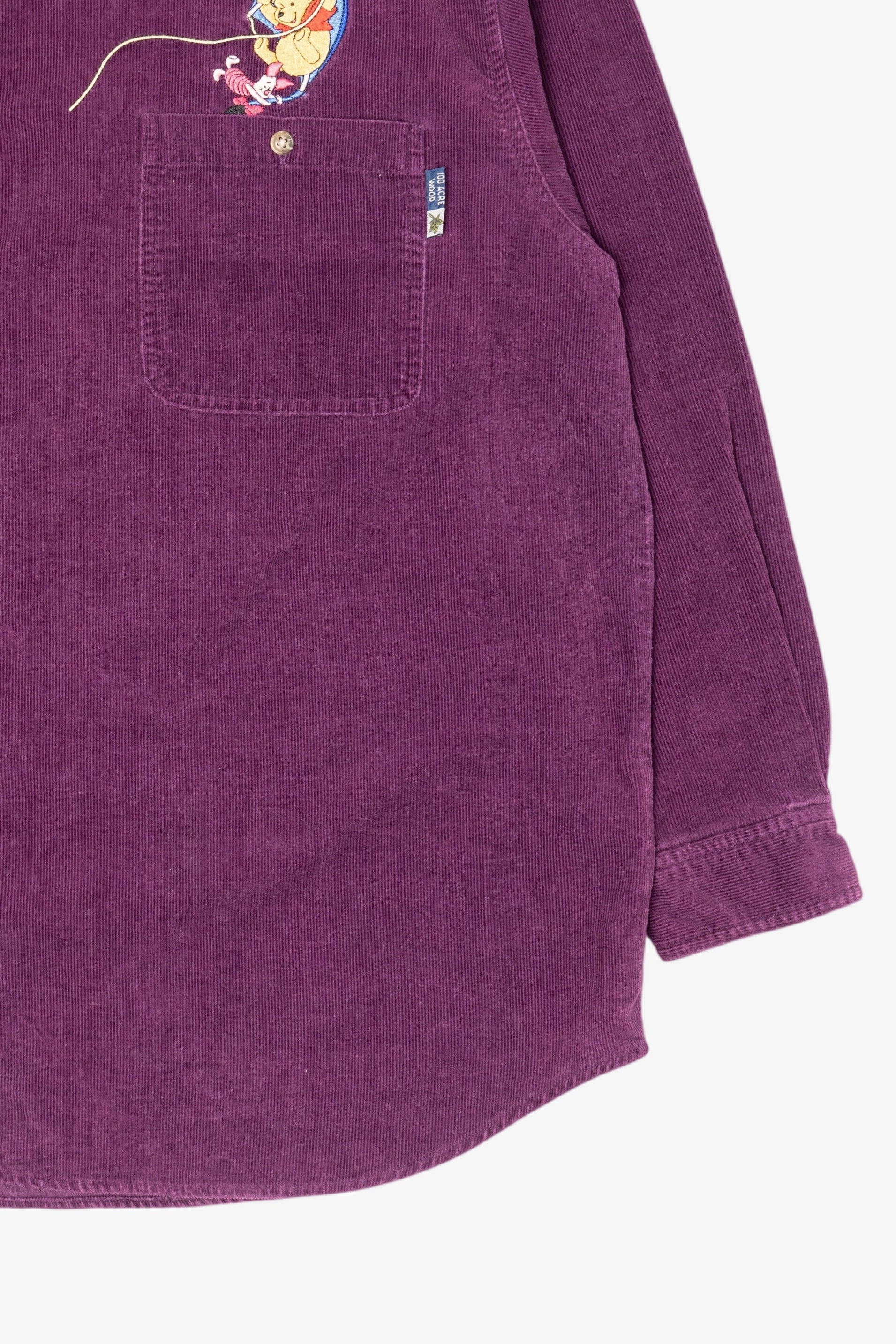 Vintage Embroidered Purple Winnie The Pooh And Tigger Corduroy Button Up Shirt (1990s)