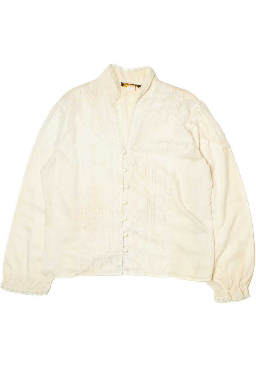 Vintage Lacey Collegiana Button Up Shirt