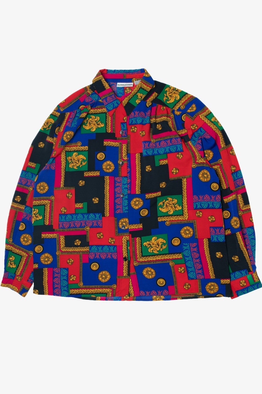 Vintage Patchwork Print Alfred Dunner Button Up Shirt