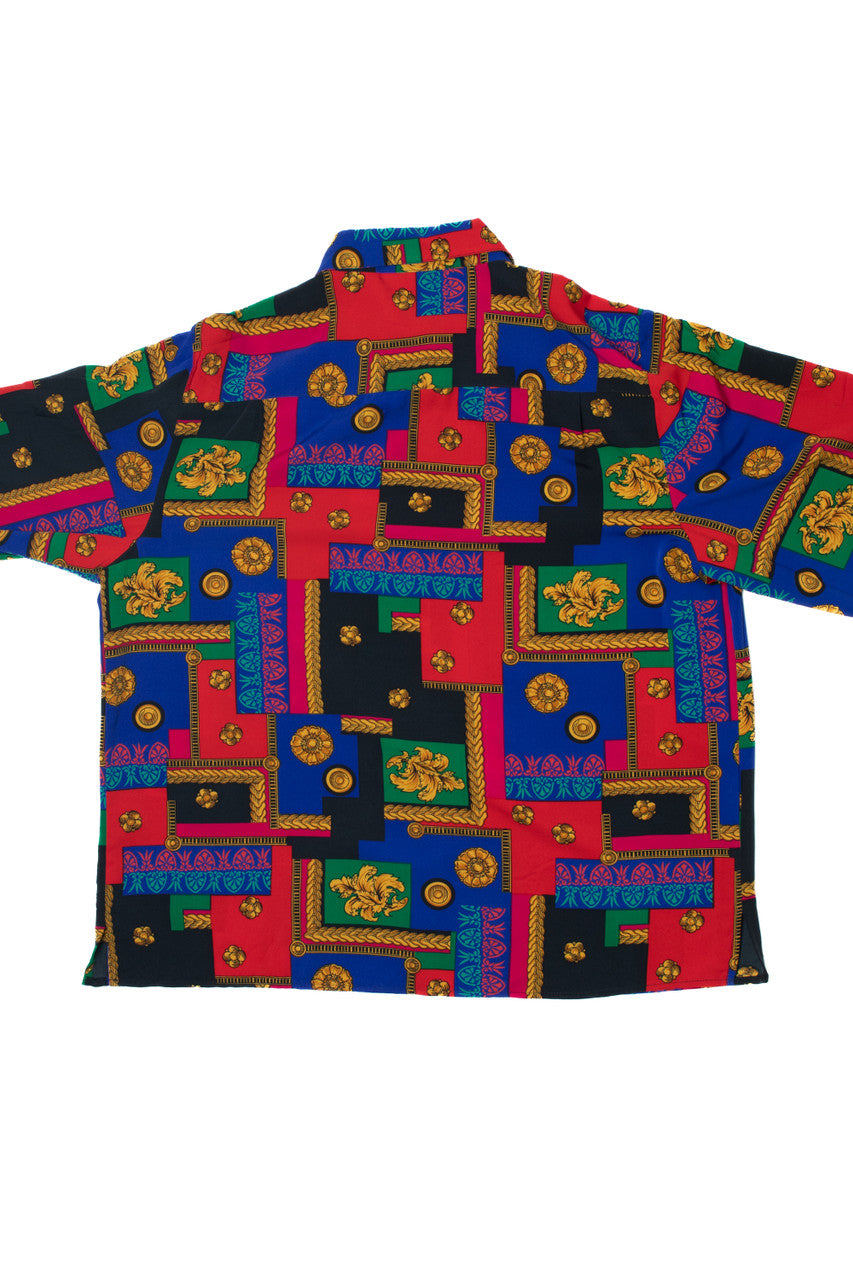 Vintage Patchwork Print Alfred Dunner Button Up Shirt
