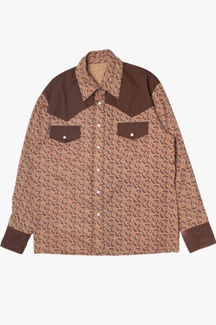 Vintage Paisley Print Snap Button Western Button Up Shirt