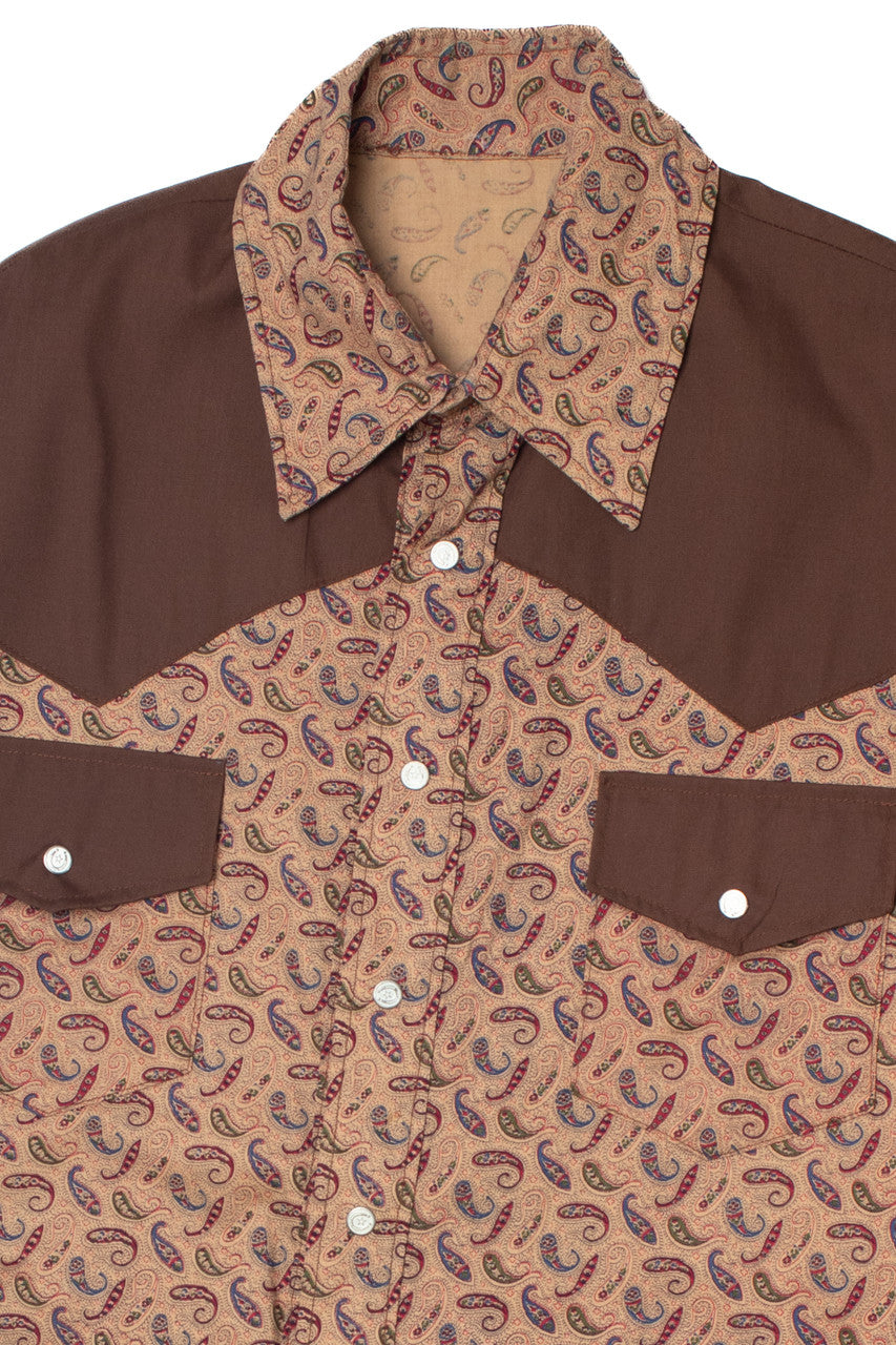 Vintage Paisley Print Snap Button Western Button Up Shirt
