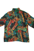 Vintage Elegant Floral Mock Neck Notations Button Up Shirt