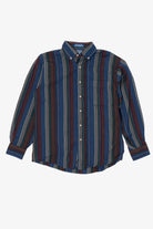 Vintage Distressed Navy Blue Pendleton Striped Button Up Shirt (1990s)