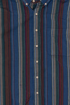 Vintage Distressed Navy Blue Pendleton Striped Button Up Shirt (1990s)