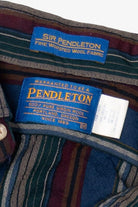 Vintage Distressed Navy Blue Pendleton Striped Button Up Shirt (1990s)