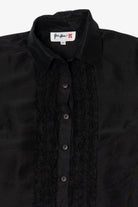 Vintage Black Yue Hera Ruffled Button Up Shirt (1990s)