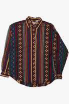Vintage Textured Print Button Up Shirt