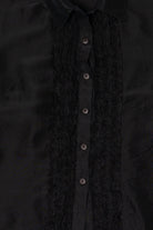 Vintage Black Yue Hera Ruffled Button Up Shirt (1990s)