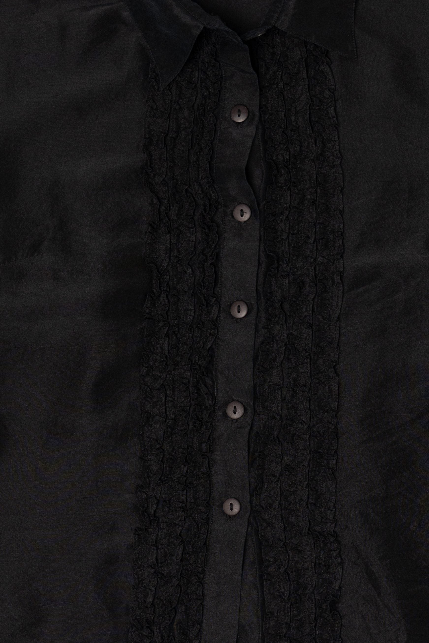 Vintage Black Yue Hera Ruffled Button Up Shirt (1990s)