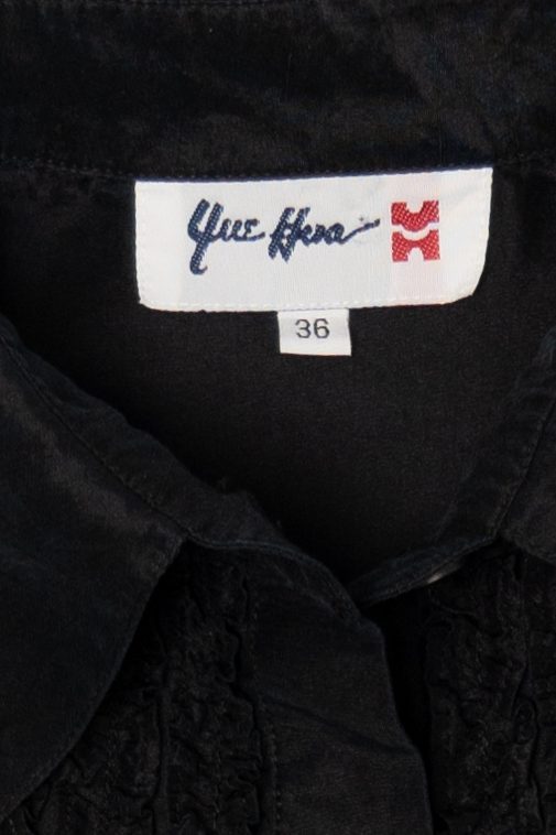Vintage Black Yue Hera Ruffled Button Up Shirt (1990s)