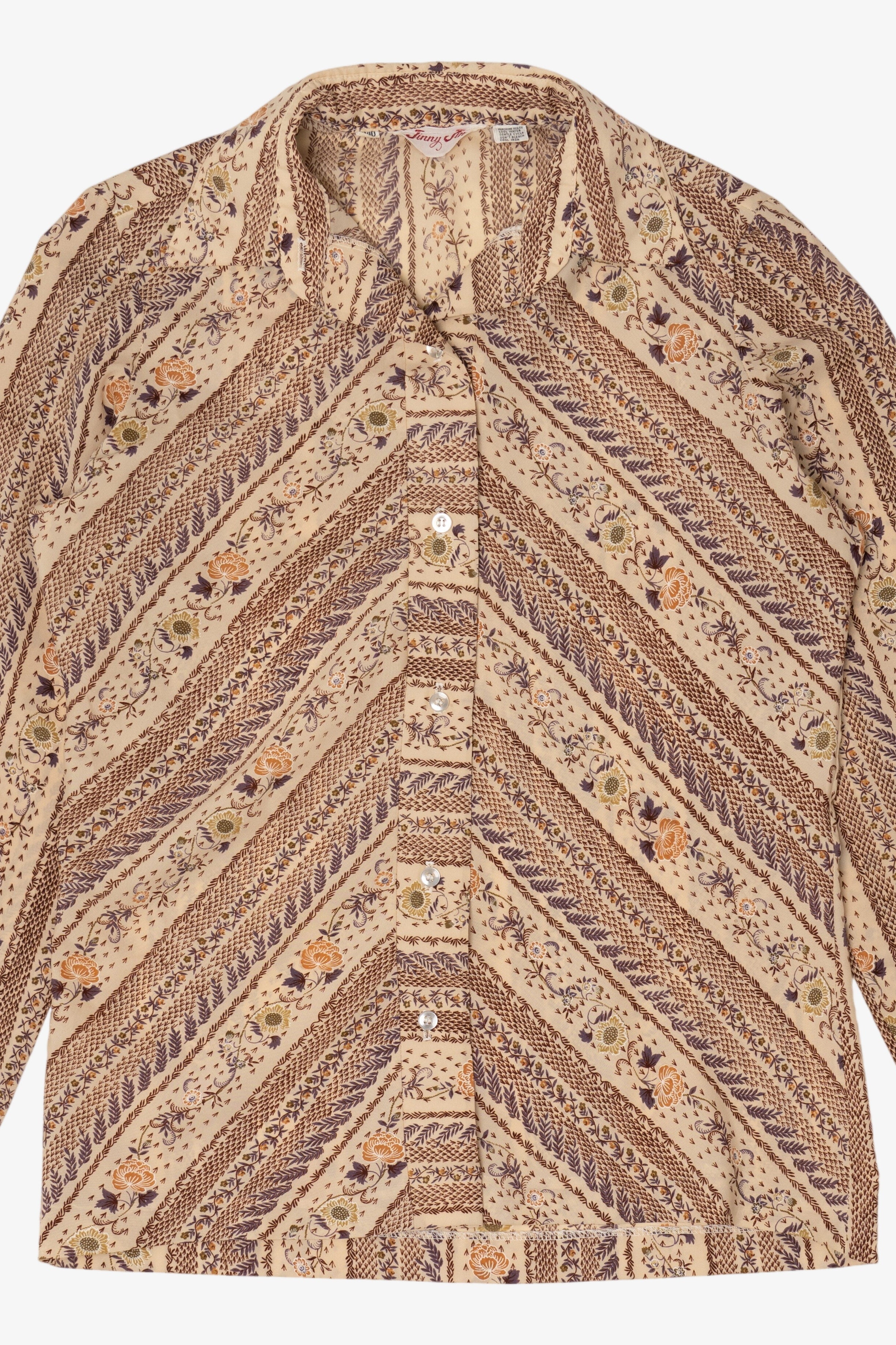 Vintage Beige Jinny Jin Button Up Shirt (1980s)